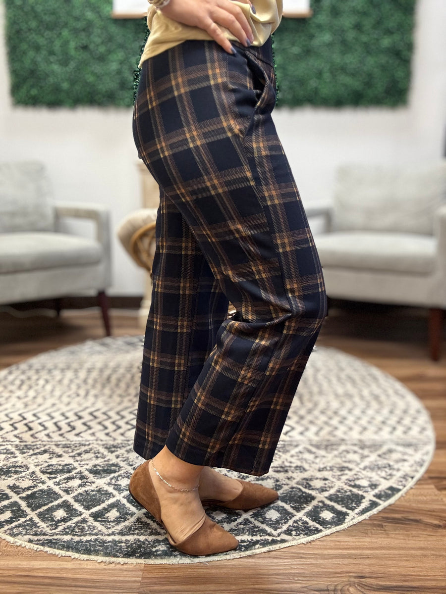 Liverpool - Mabel Plaid Crop Wide Leg Pants