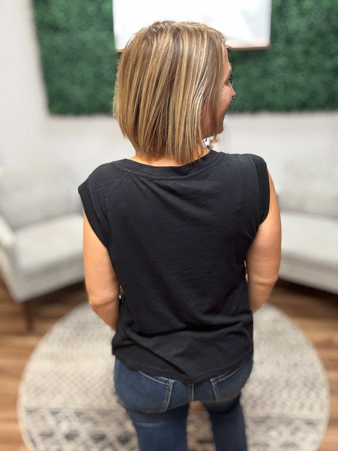 Liverpool - Sleeveless Woven Knit Top - Black