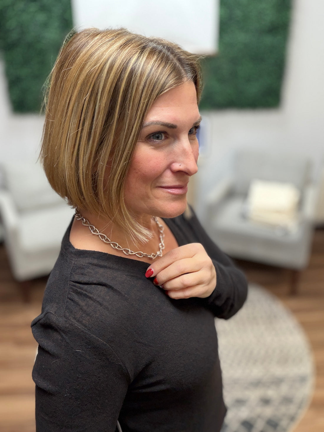 Liverpool - Long Sleeve V-Neck Top w/shirring - Java