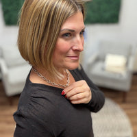 Liverpool - Long Sleeve V-Neck Top w/shirring - Java