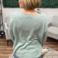 Lightweight Drop Shoulder Sweater - Seafoam