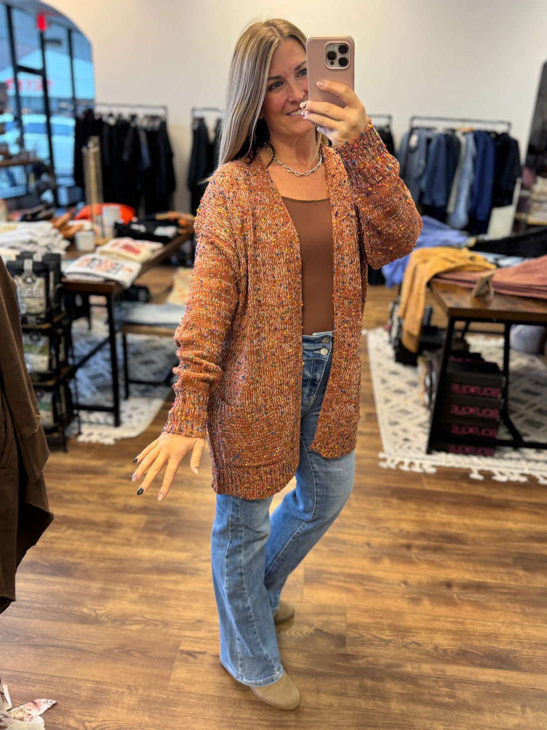 Miley Dot Cardigan - Pumpkin