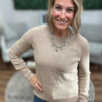 Liverpool - Long Sleeve Crew Neck Raglan Sweater - Tan