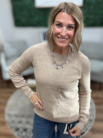 Liverpool - Long Sleeve Crew Neck Raglan Sweater - Tan