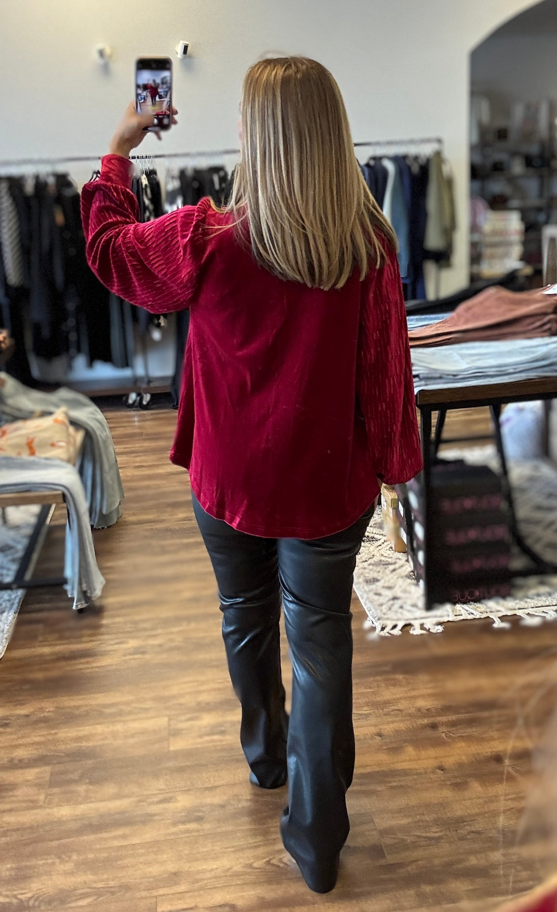 Love Interest Velvet Top - Cranberry