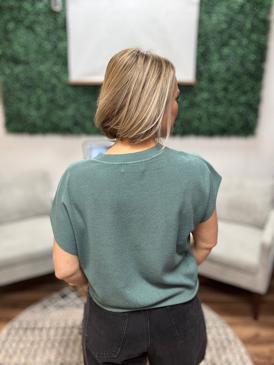 Round Neck Short Sleeve Dolman - Ash Jade