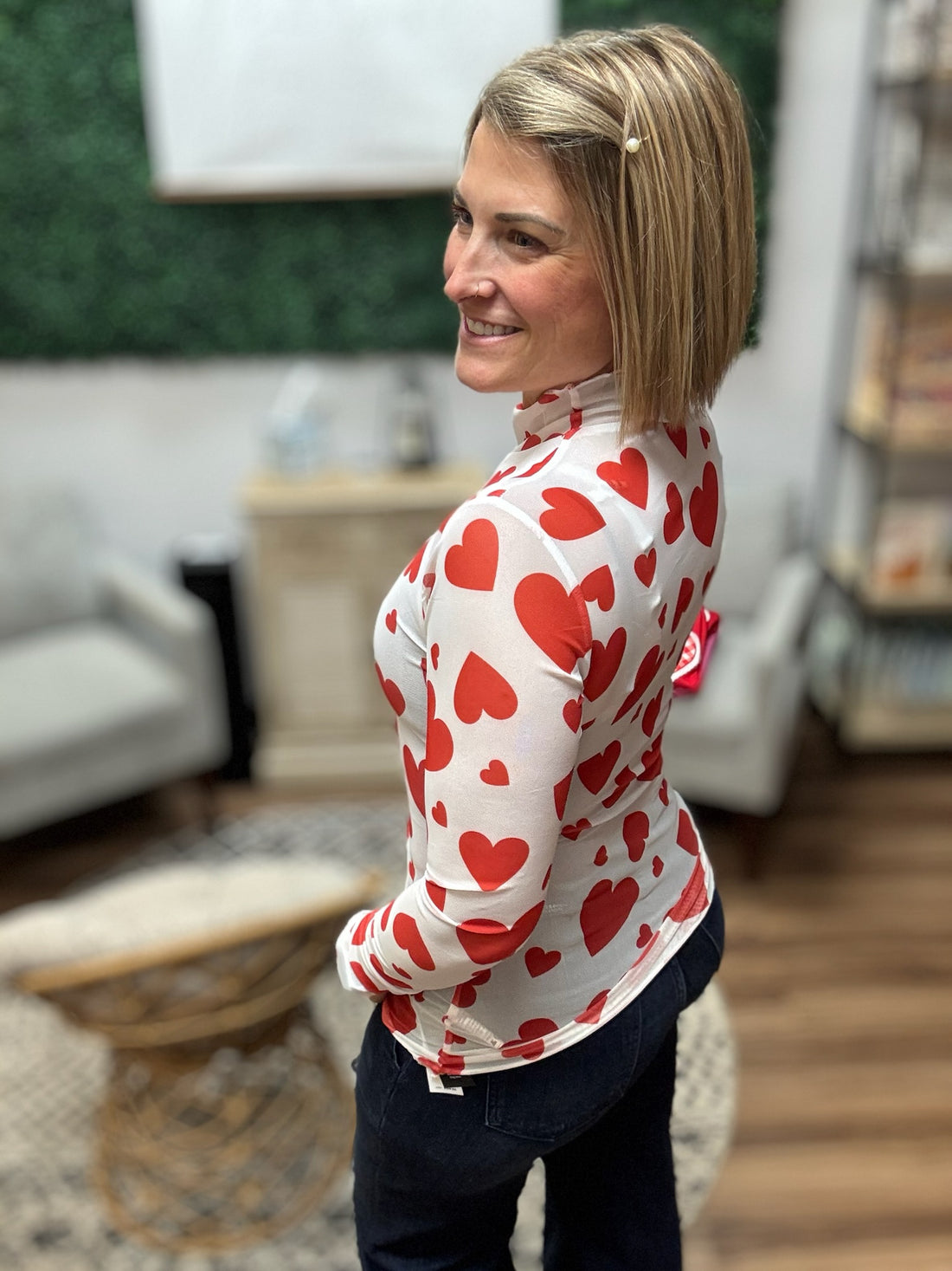 Keigan Mesh Top - Valentine Hearts