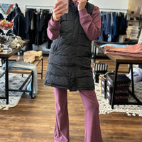 Long Puffer Vest with Hood