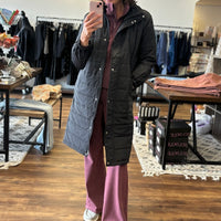 Long Puffer Vest with Hood