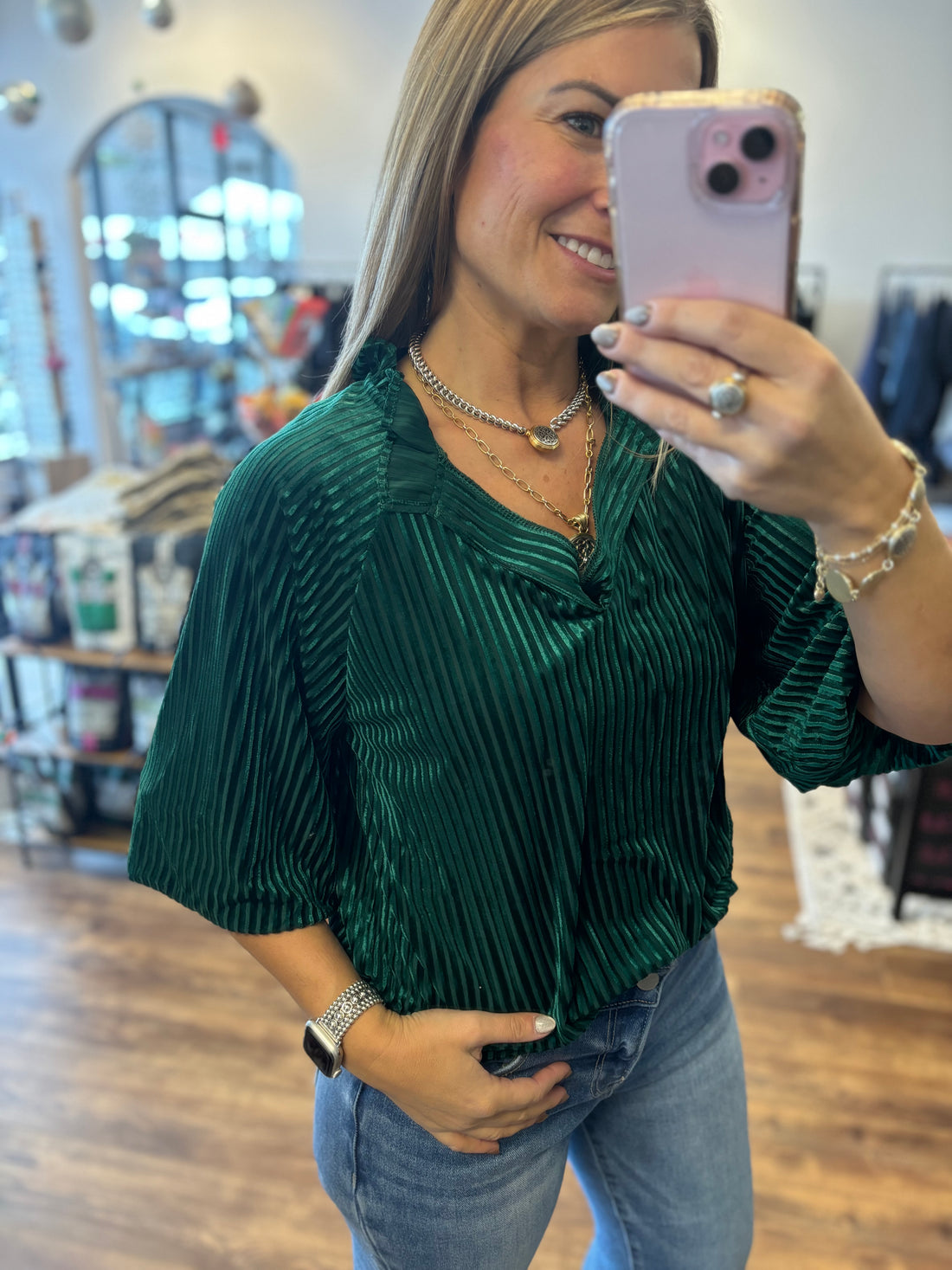 Eve Striped Velvet Top