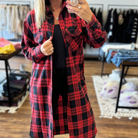 Michelle - Flannel Plaid Longline Shacket