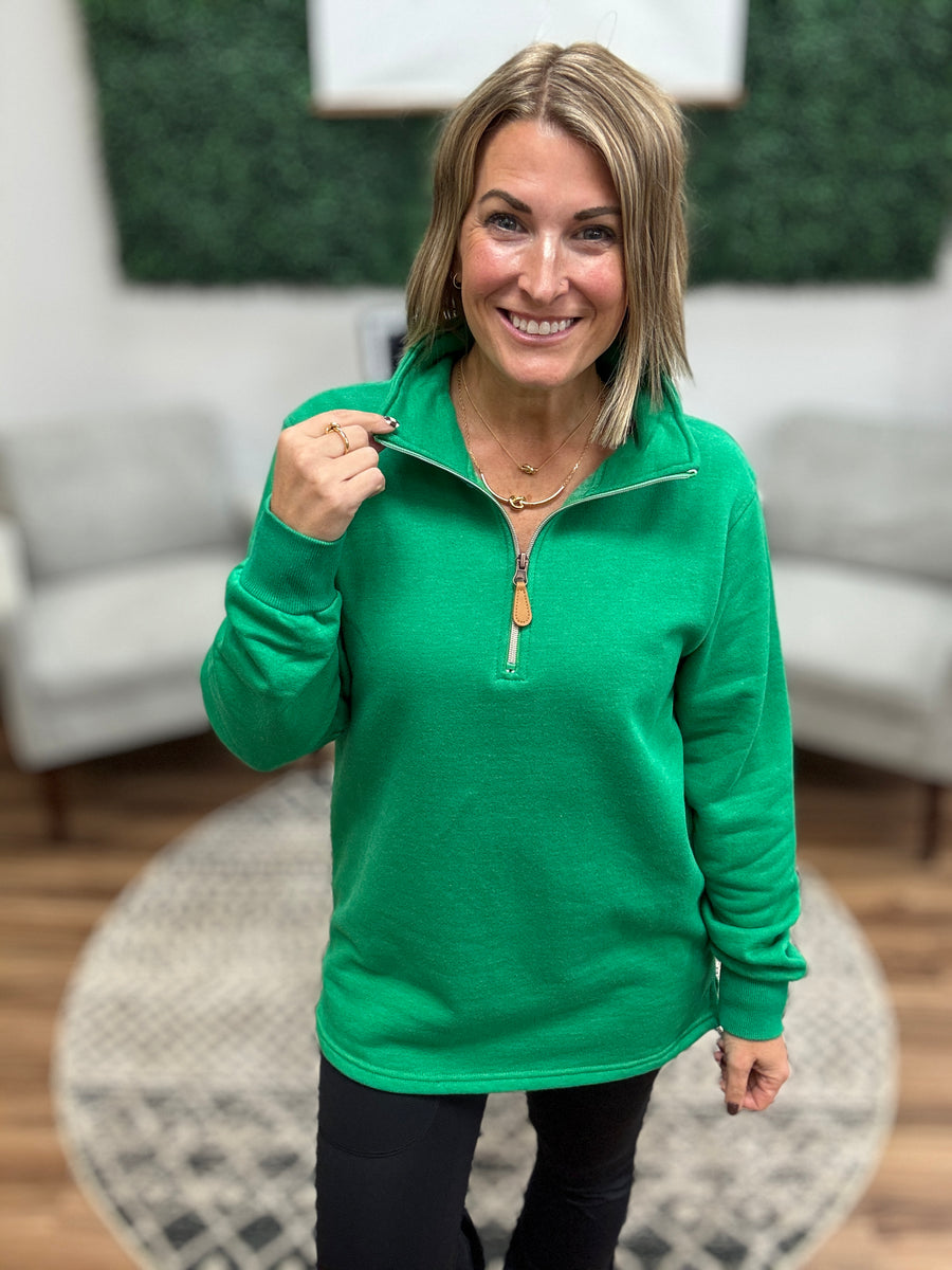 Miley - Vintage Quarter Zip Pullover - Green