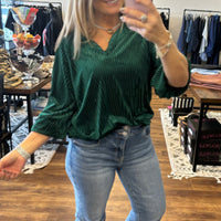 Eve Striped Velvet Top