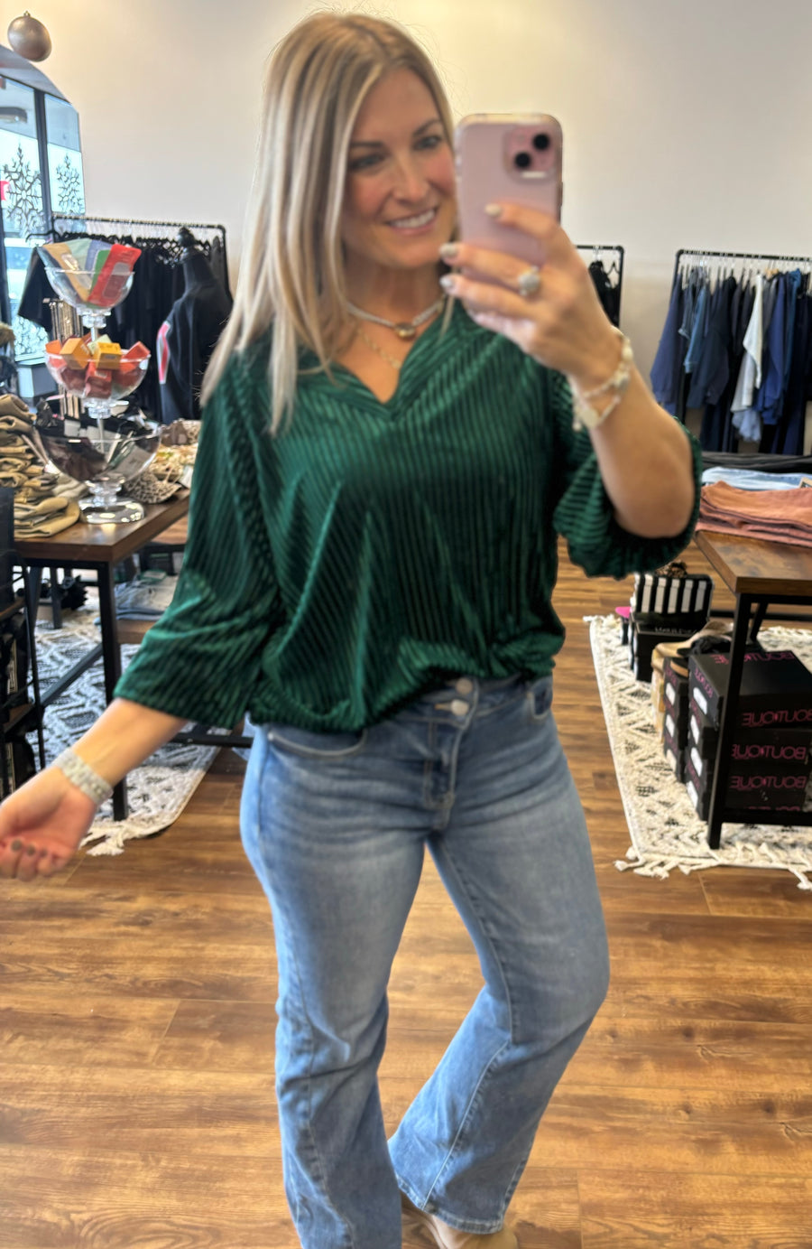 Eve Striped Velvet Top