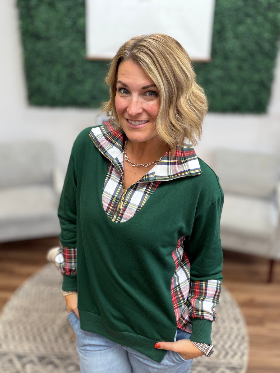 Juniper Plaid Pullover- Green