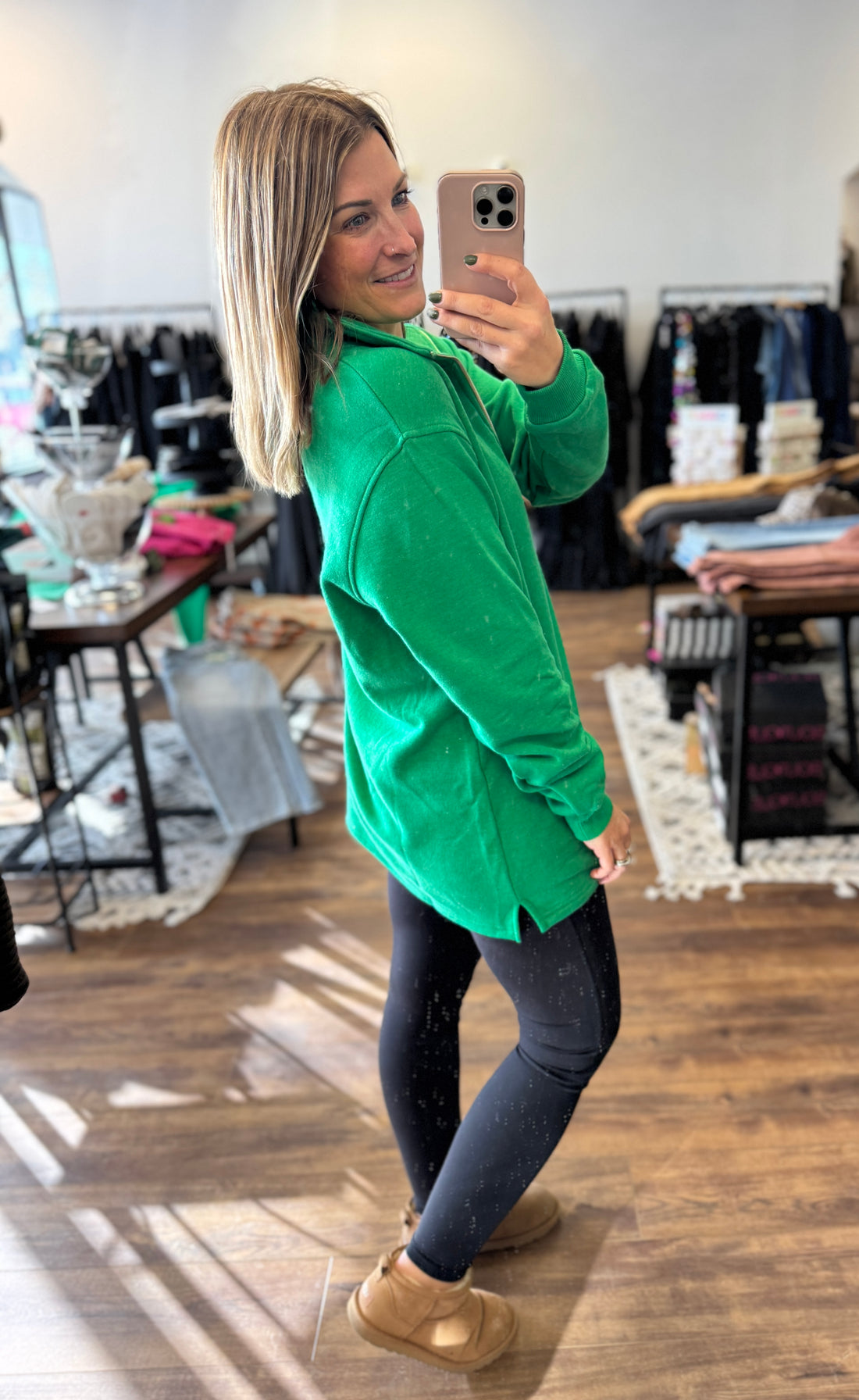 Miley - Vintage Quarter Zip Pullover - Green