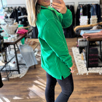 Miley - Vintage Quarter Zip Pullover - Green