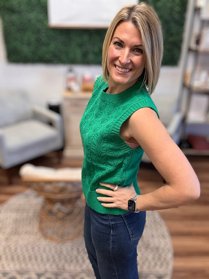 Fresh Start Knit Sweater Vest - Green