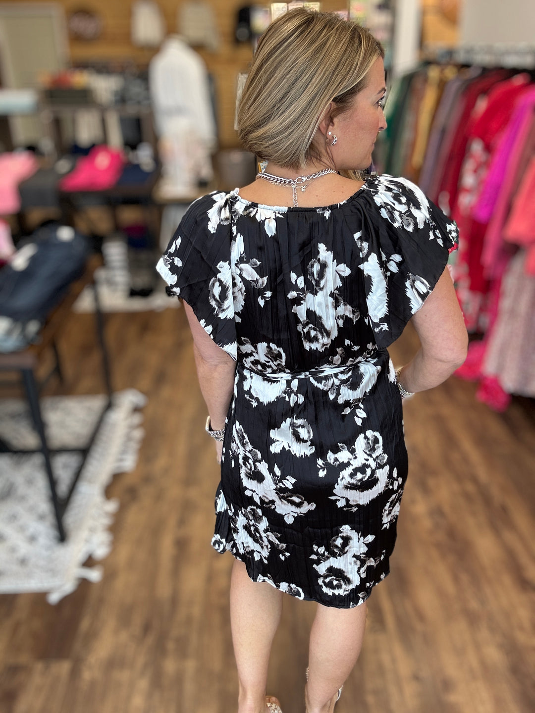 Liverpool - Midnight Bloom Flutter Sleeve Dress