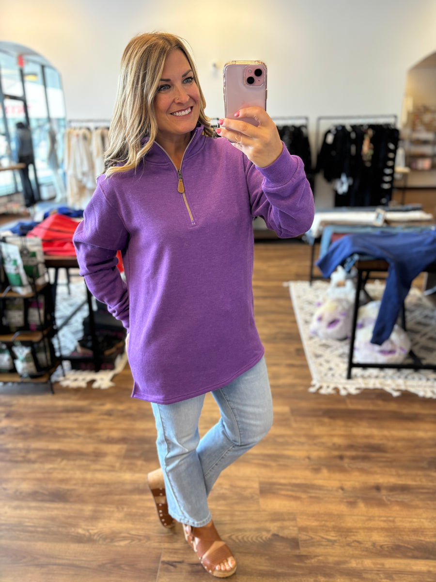 Miley - Vintage Quarter Zip Pullover - Purple