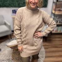 Chunky Cable Knit Sweater Dress