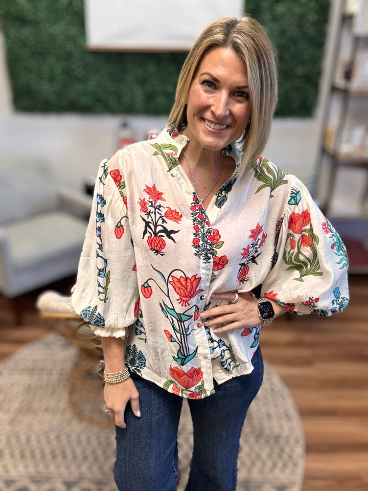 Garden Sketch Sheer Blouse