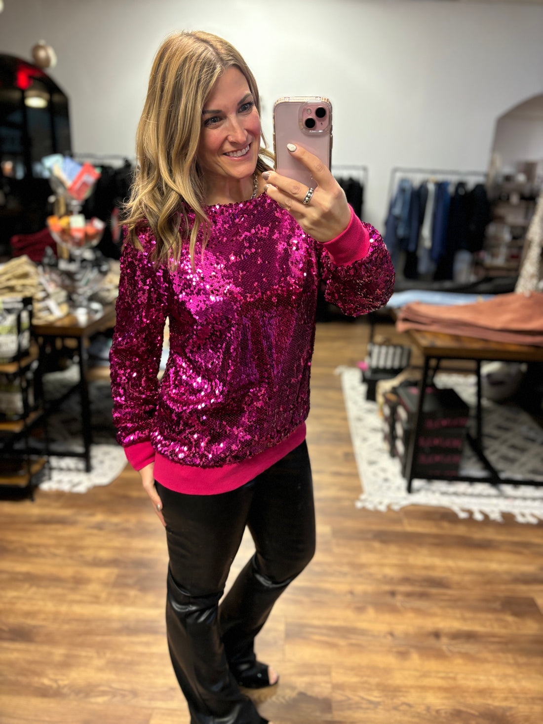 In the Spotlight Sequin Top - Hot Pink