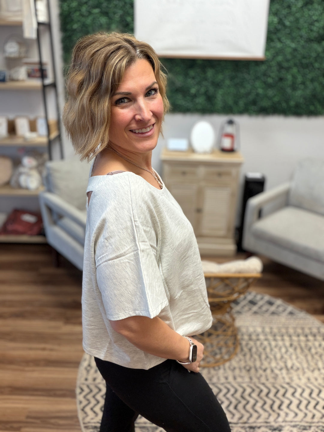 Off Duty Crossback Top - Heather Grey