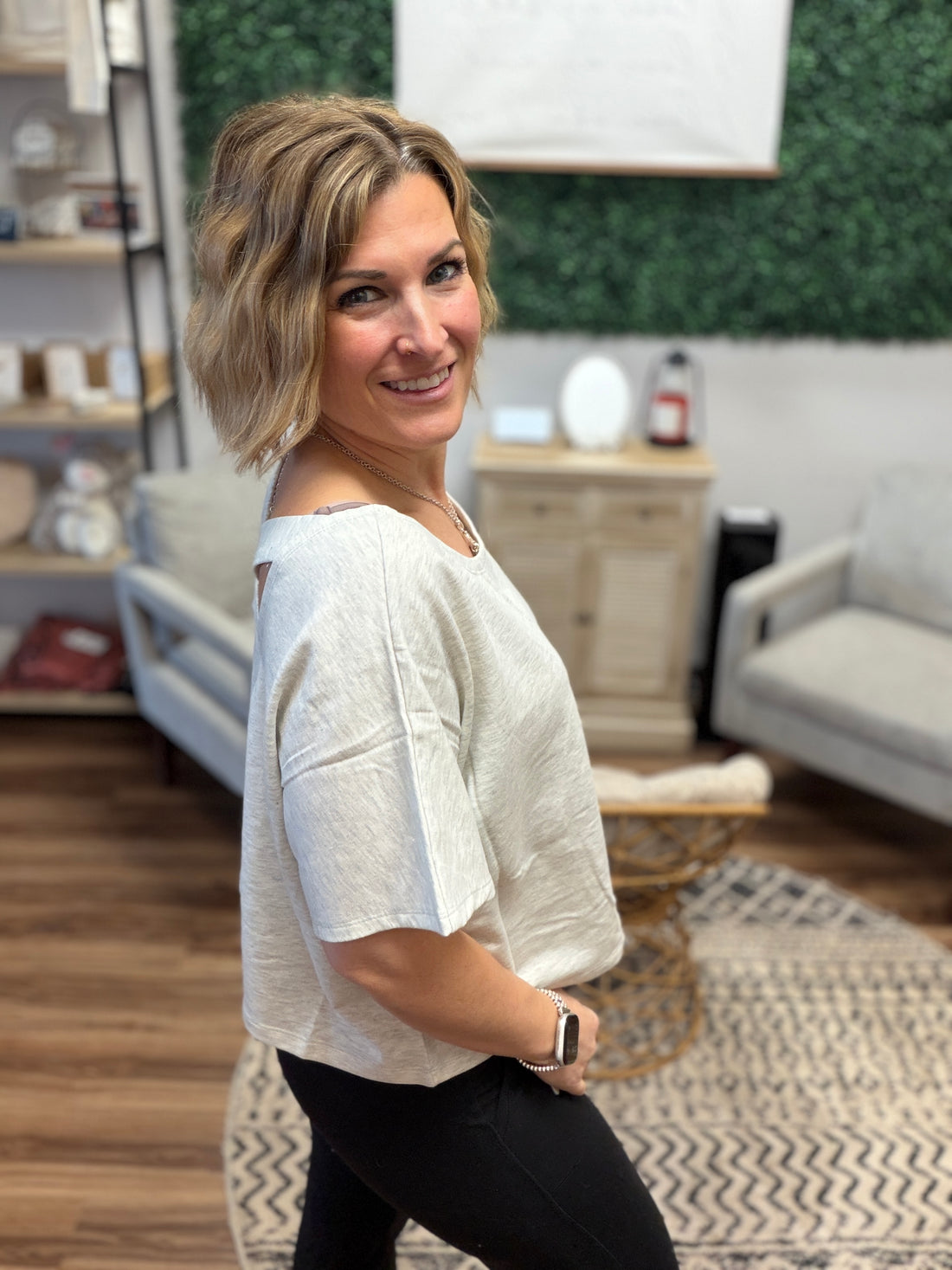 Off Duty Crossback Top - Heather Grey