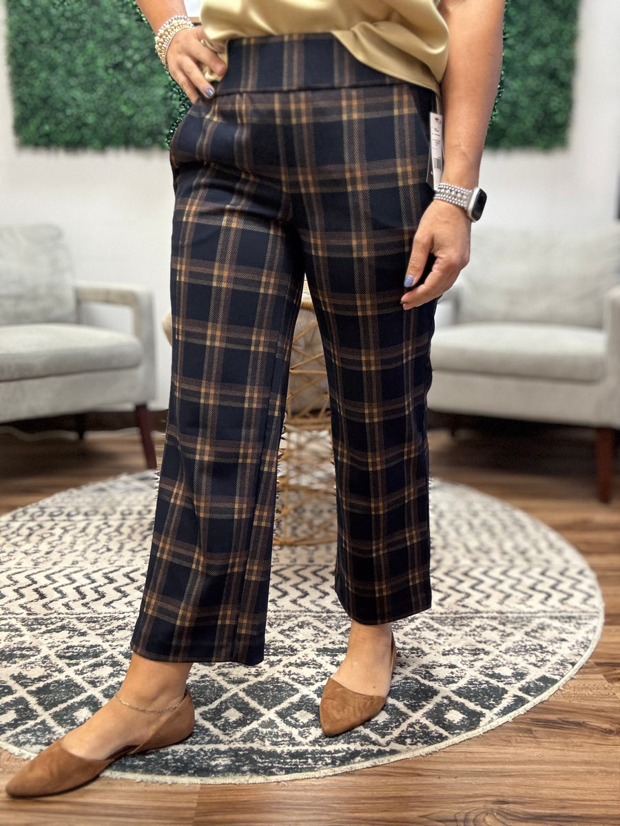 Liverpool - Mabel Plaid Crop Wide Leg Pants