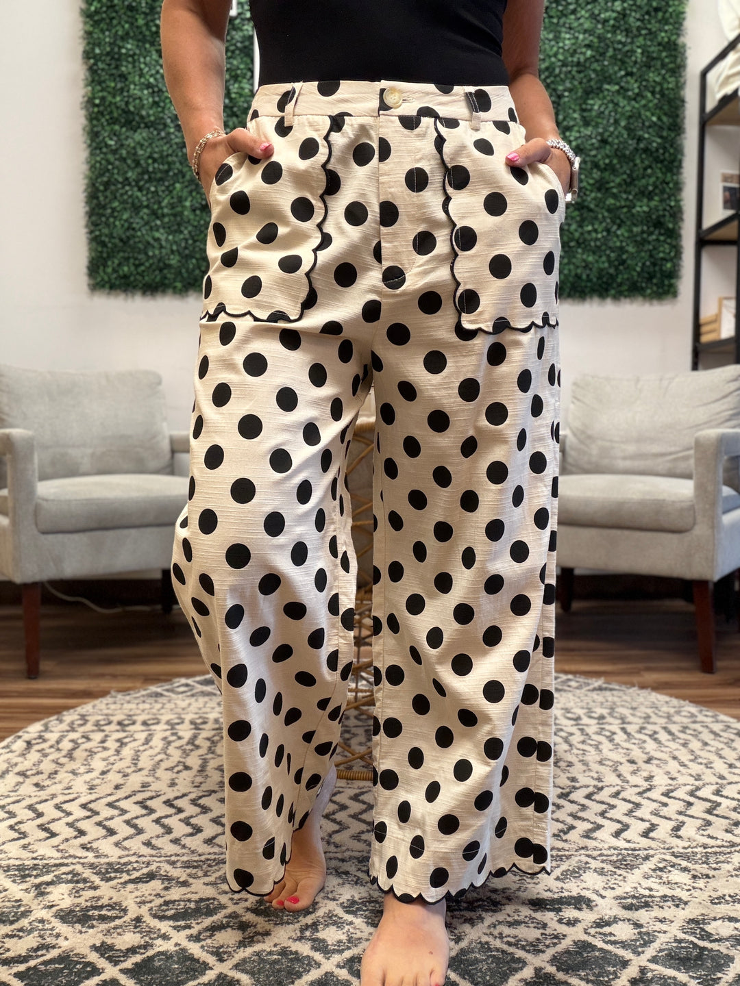 Dot Darling Scalloped Pants