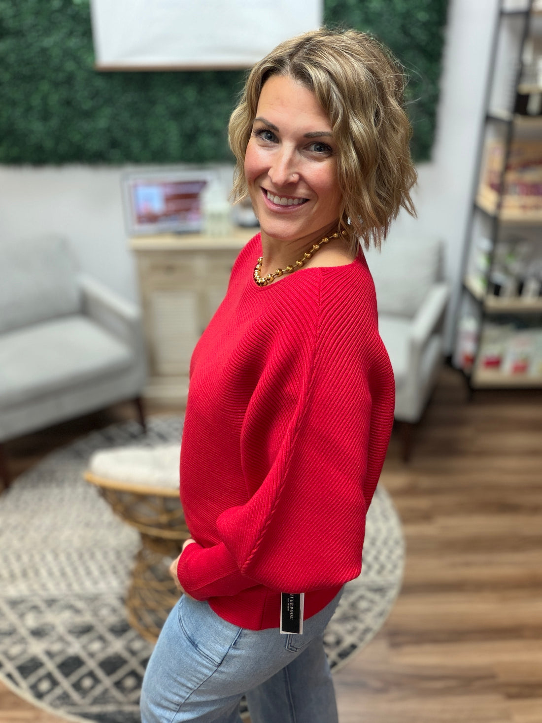 Liverpool - Long Sleeve Boat Neck Dolman Sweater