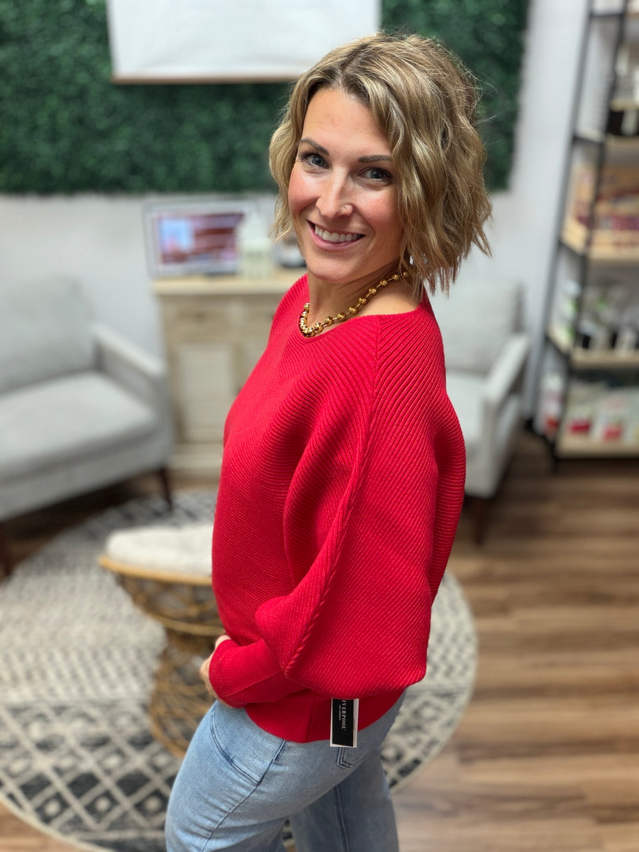 Liverpool - Long Sleeve Boat Neck Dolman Sweater