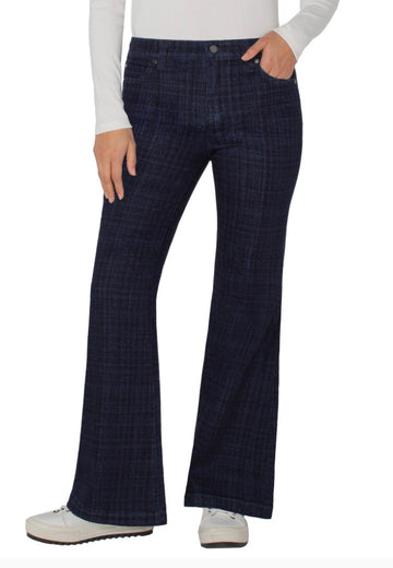 Liverpool - Hannah Flare in Indigo Plaid