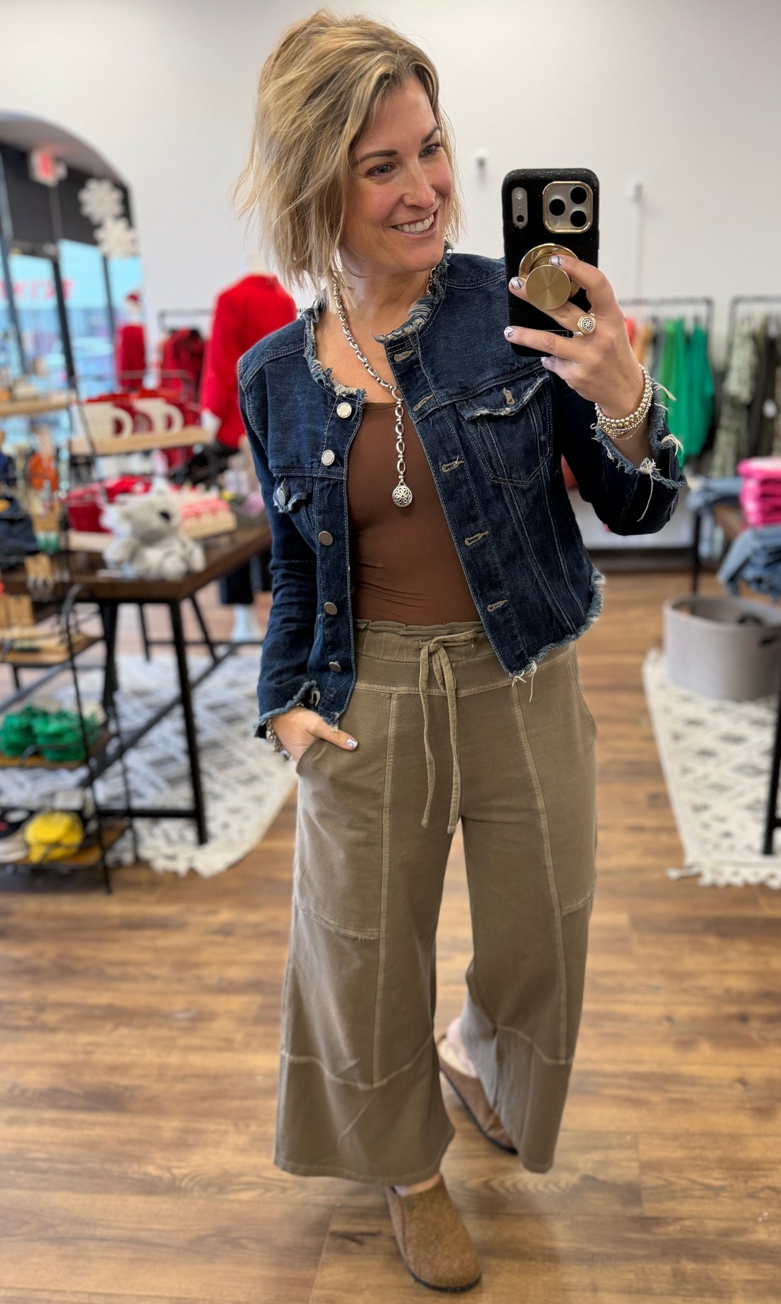 Washed Terry Wide Leg Pants