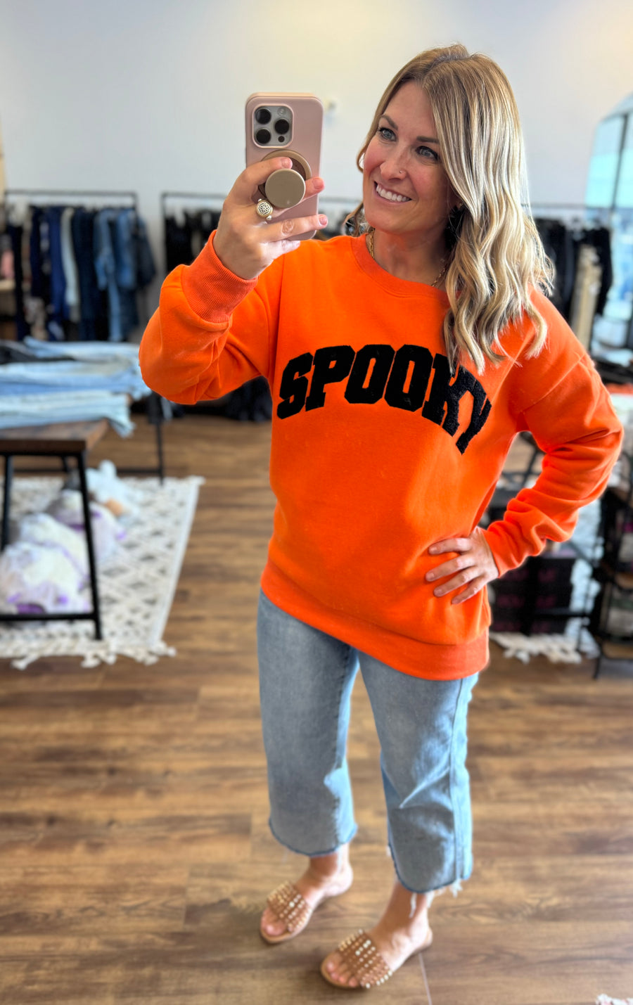 SPOOKY Sherpa Letter Sweatshirt