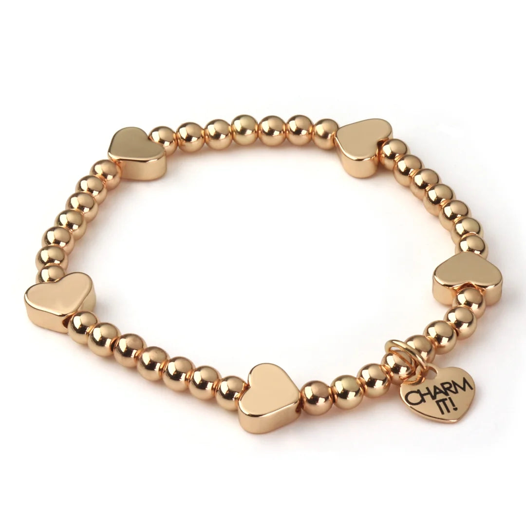Charm It! Gold Heart Stretch Bracelet