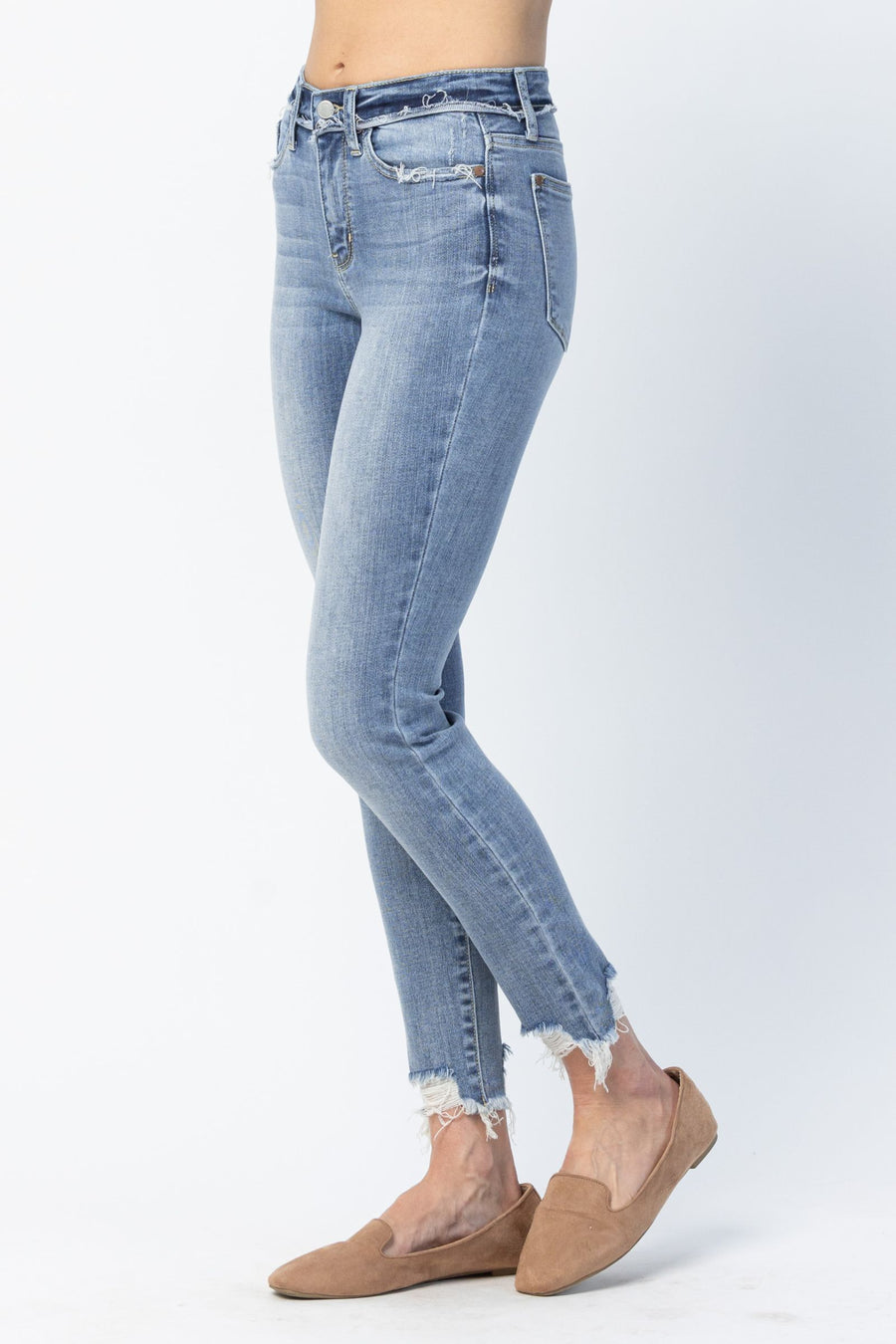 Judy Blue - Mid Rise Released Waistband Skinny