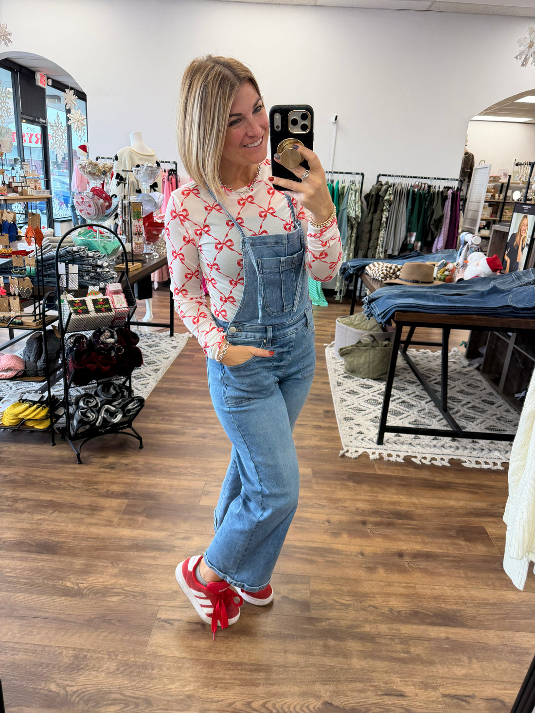 Holiday Bow Mesh Top