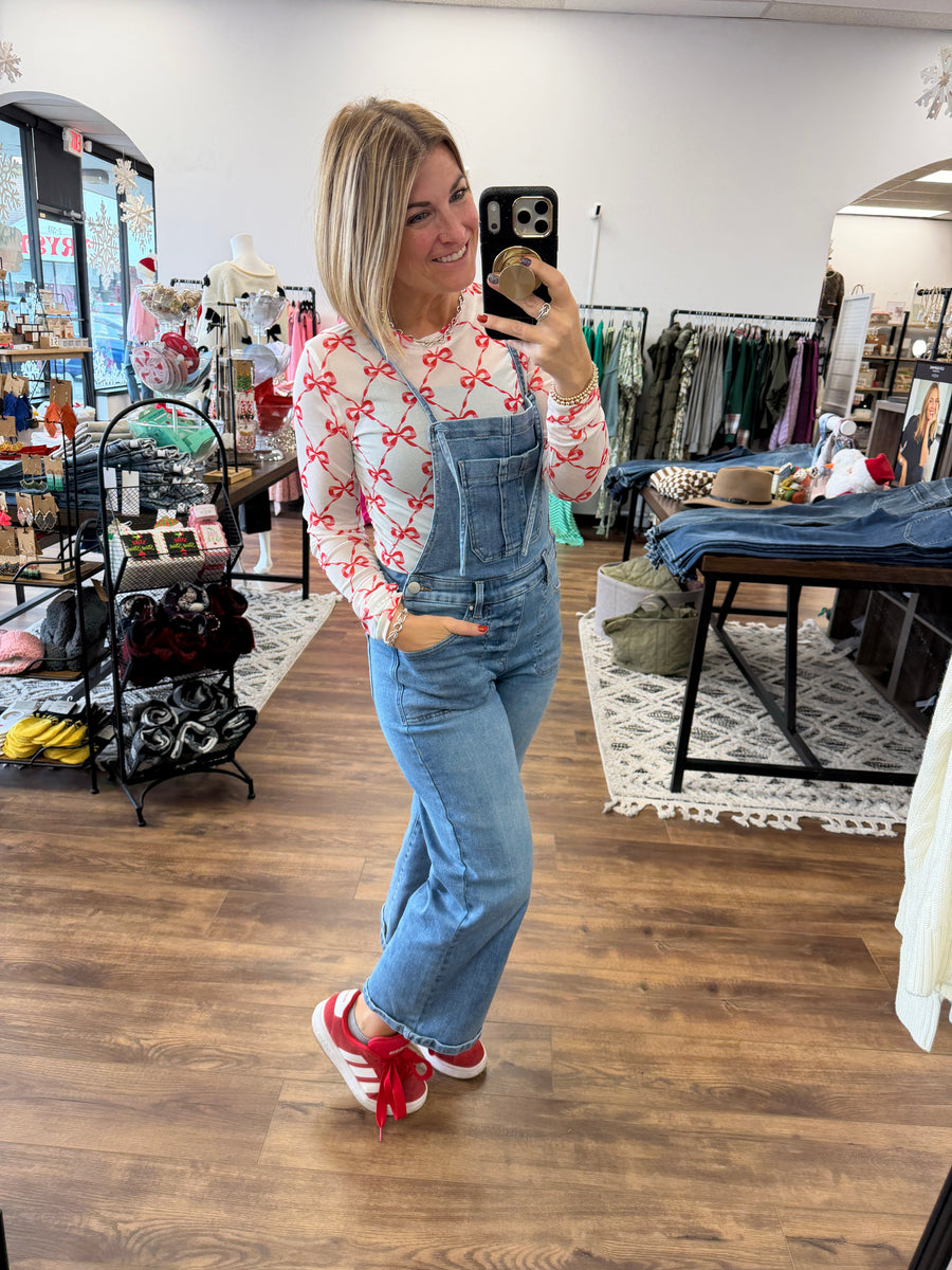 Holiday Bow Mesh Top