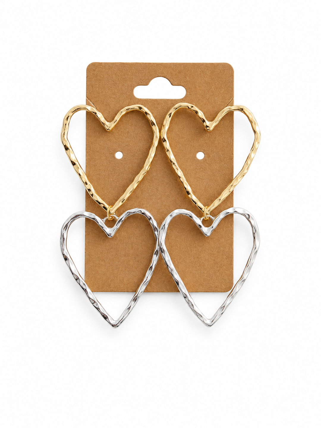Double Layer Dangle Heart Earrings