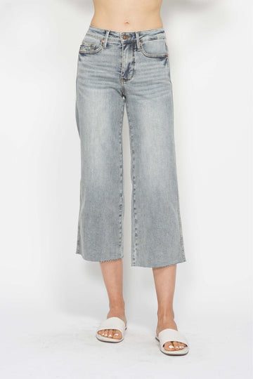 Judy Blue - Tummy Control Wide Leg Crop