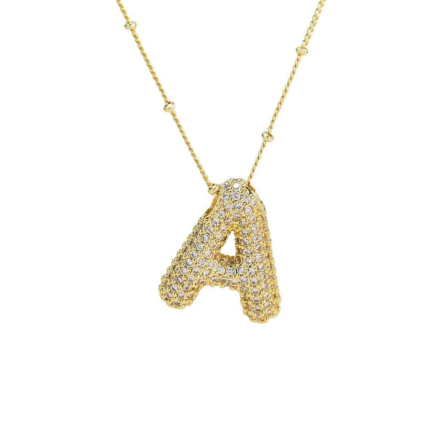 CZ Bubble Letter Inital Necklace (SPECIAL ORDER)