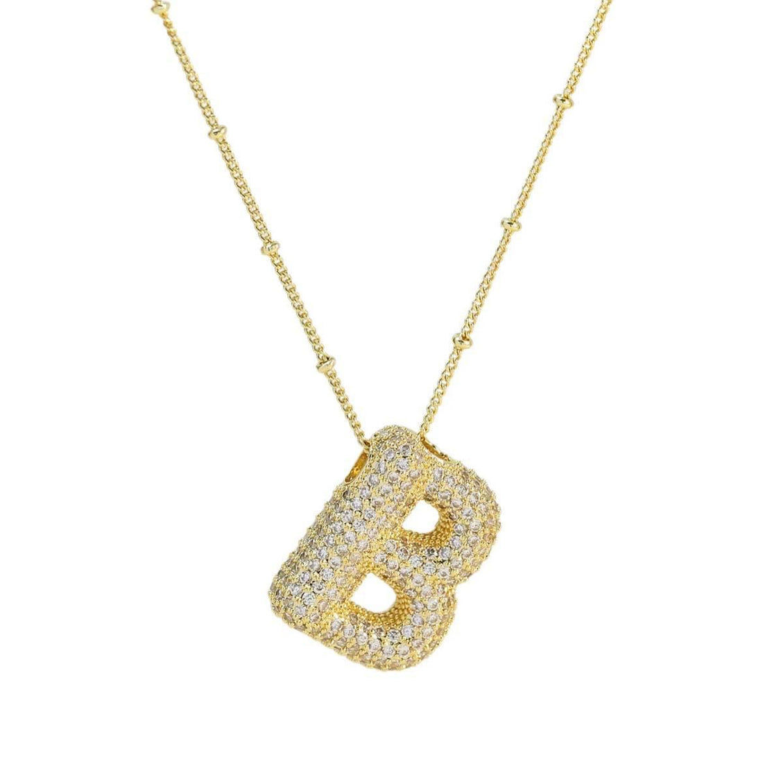 CZ Bubble Letter Inital Necklace (SPECIAL ORDER)