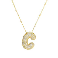 CZ Bubble Letter Inital Necklace (SPECIAL ORDER)