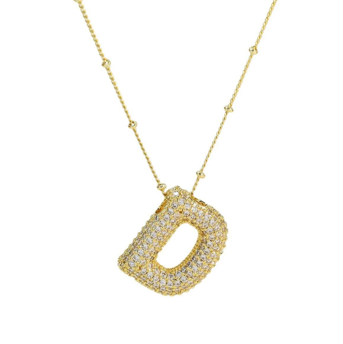 CZ Bubble Letter Inital Necklace (SPECIAL ORDER)