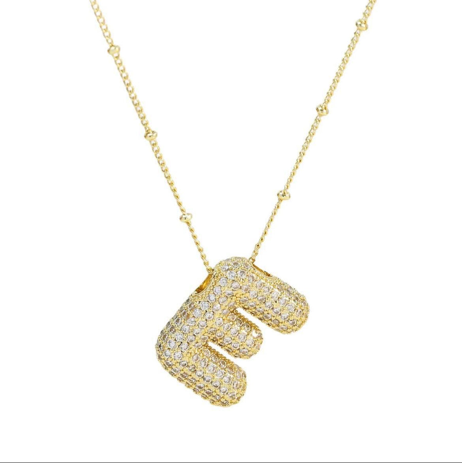 CZ Bubble Letter Inital Necklace (SPECIAL ORDER)