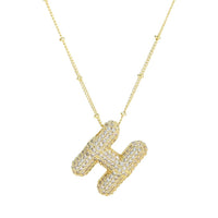 CZ Bubble Letter Inital Necklace (SPECIAL ORDER)