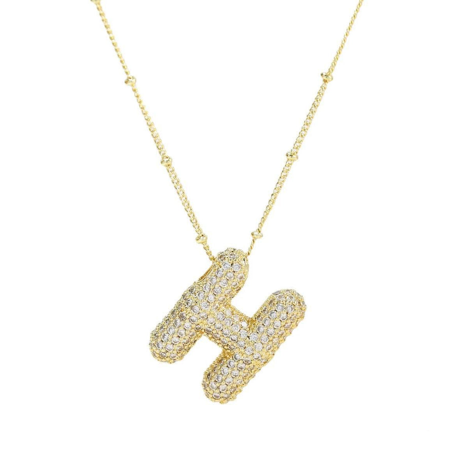 CZ Bubble Letter Inital Necklace (SPECIAL ORDER)