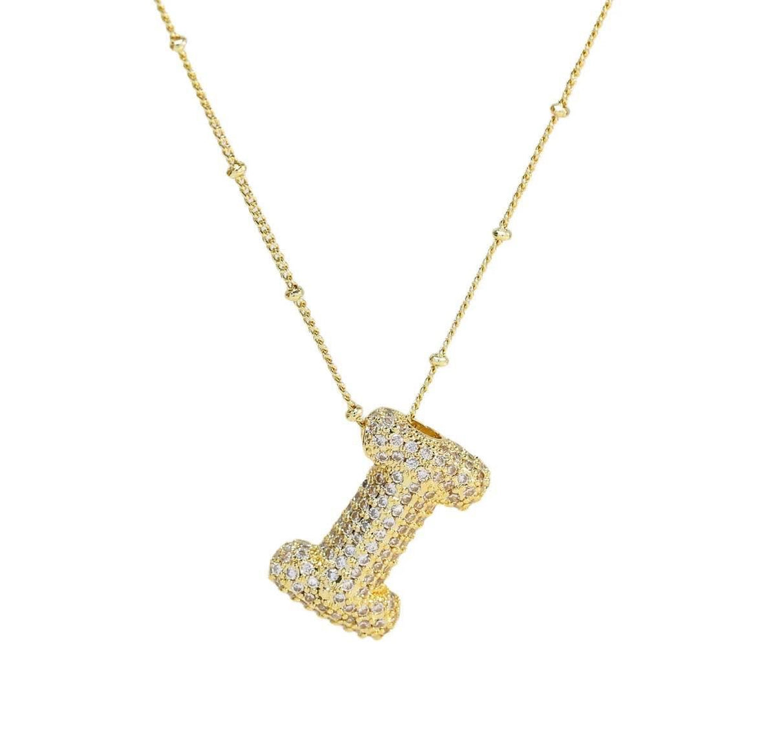 CZ Bubble Letter Inital Necklace (SPECIAL ORDER)